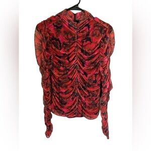 Bagatelle Ruched Mesh Floral Top Size x-Large‎